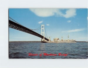 Postcard Straits of Machine Bridge, Straits Of Mackinac Bridge, Michigan