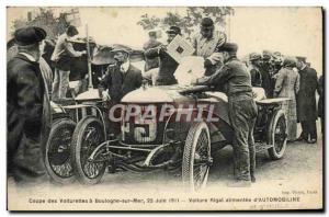 Postcard Old Automobile carts in Boulogne Cup on Wed, June 25th, 1911 Car Rig...