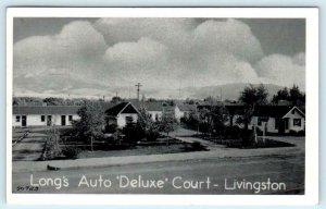 LIVINGSTON, Montana MT ~ Roadside LONG'S AUTO DELUXE COURT 1953  Postcard