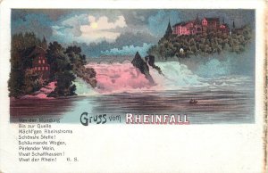 Gruss aus Rheinfall chromo litho postcard Switzerland 1900 