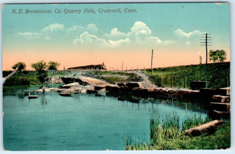 CROMWELL, Connecticut  CT   N.E. Brownstone Co. QUARRY HOLE  c1910s  Postcard