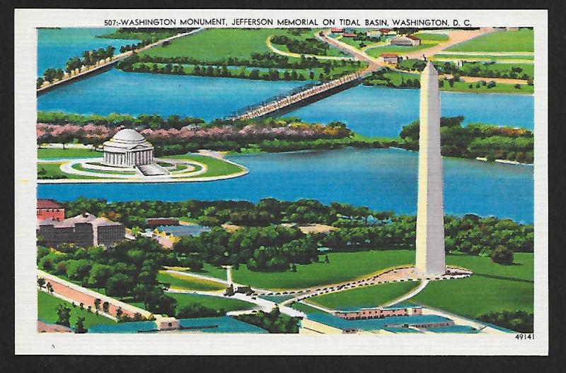 Tidal Basin Washington Monument Washington DC unused c1940's