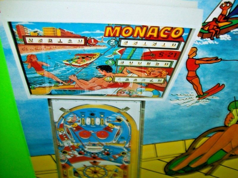 Monaco Pinball Flyer 1977 Original Games Artwork Promo Vintage Retro