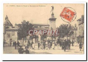 Troyes Old Postcard Labor Exchange and the monument Benefactors