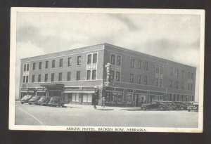 BROKEN BOW NEBRASKA DOWNTOWN ARROW HOTEL OLD CARS VINTAG POSTCARD