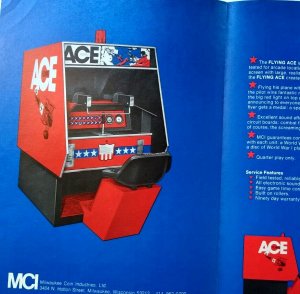 Flying Ace Arcade Flyer Original Retro Artwork 1973 Vintage MCI Airplane Combat