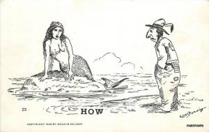 1949 Mermaid Humor Native American Fantasy artist Impression postcard 1590