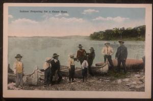 Mint USA PPC Picture Postcard Native American Indians Preparing For A Canoe Rave