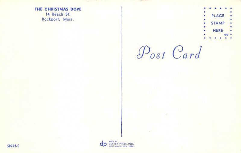 The Christmas Dove Rockport, Massachusetts, USA Unused 