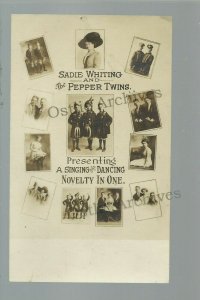 RPPC c1910 ADVERTISING Theater Theatre VAUDEVILLE The Pepper Twins SADIE WHITING