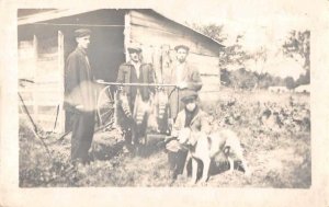 Raccoon Hunters and Dog Real Photo Vintage Postcard AA6462