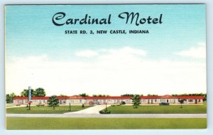 NEW CASTLE, IN  ~ CARDINAL MOTEL c1940s Roadside Linen Henry County Postcard