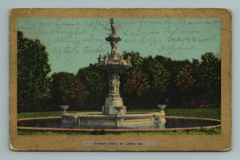  1900s Forest Park Gold Tone Border St Louis MO Missouri Postcard