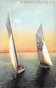 A Close Yacht Race Yachting Atlantic City New Jersey 1910c postcard