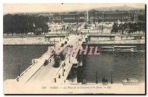 Old Postcard Paris Place de la Concorde and the Seine
