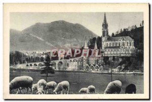 Old Postcard Lourdes Basilica