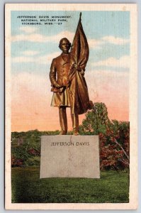 Jefferson Davis Monument Vicksburg Mississippi MS UNP Linen Postcard A13