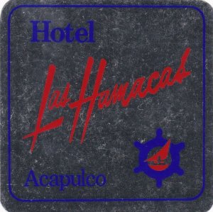 Mexico Acapulco Hotel Las Hamacas Vintage Luggage Label sk2477