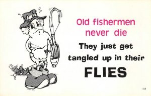 Fishing Comic Old Fishermen Never Die 1977 Paula's Motto Cards Vintage Postcard