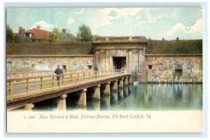 Main Entrance Moat Fortress Monroe Old Point Comfort VA Virginia Postcard (EF1)
