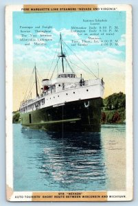 Postcard Steamer Nevada Auto Tourist Short Route Schedule 1920 Vintage Unposted