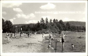 Duane NY North Shore Beach Lake Meacham Real Photo Postcard