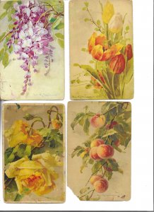 Flowers, by Catherine Klein Lot of 5 old vintage Swiss, artist signed, Postcar