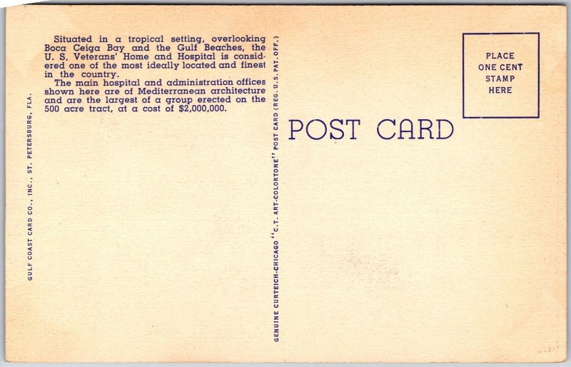 St. Petersburg Florida FL, US Veterans' Hospital at Bay Pines, Vintage Postcard