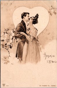 Art Nouveau Romantic Couple Vintage Postcard C087