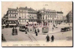 Old Postcard Angers Square rally and theater