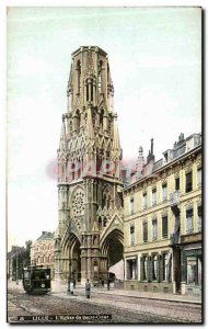 Old Postcard Lille Church of the Sacred Heart Tramway Hairdresser