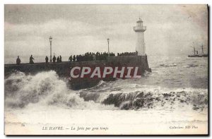 Old Postcard Le Havre La Jetee For Big Time Lighthouse