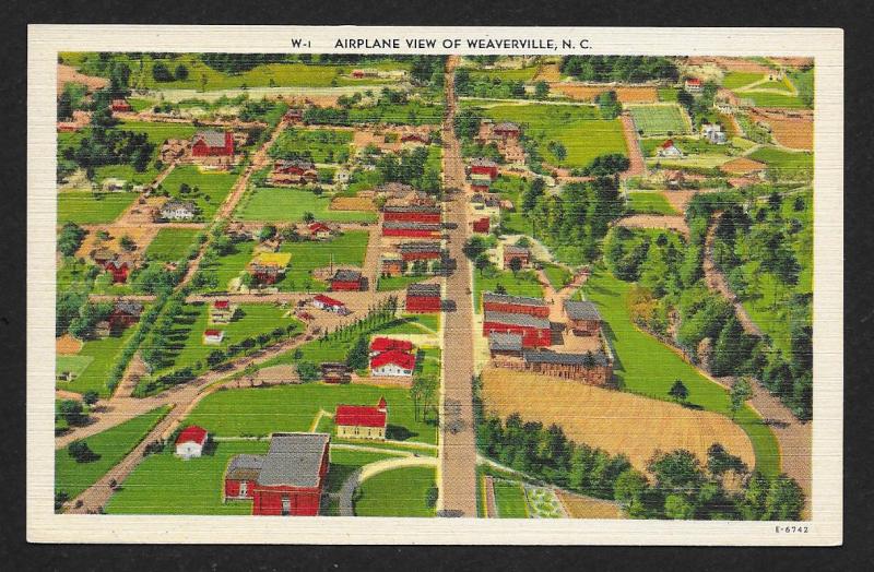 Birds Eye View of City Weaverville North Carolina Unused c1930s