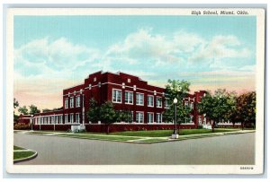 c1930's High School Building Miami Oklahoma OK Unposted Vintage Postcard
