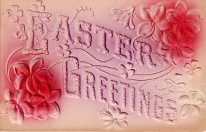 USA Vintage Easter Greetings Postcard Deep Embossed Airbrushed Est 1905