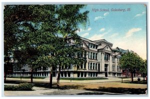 1910 High School Building Campus Galesburg Illinois IL Posted Antique Postcard