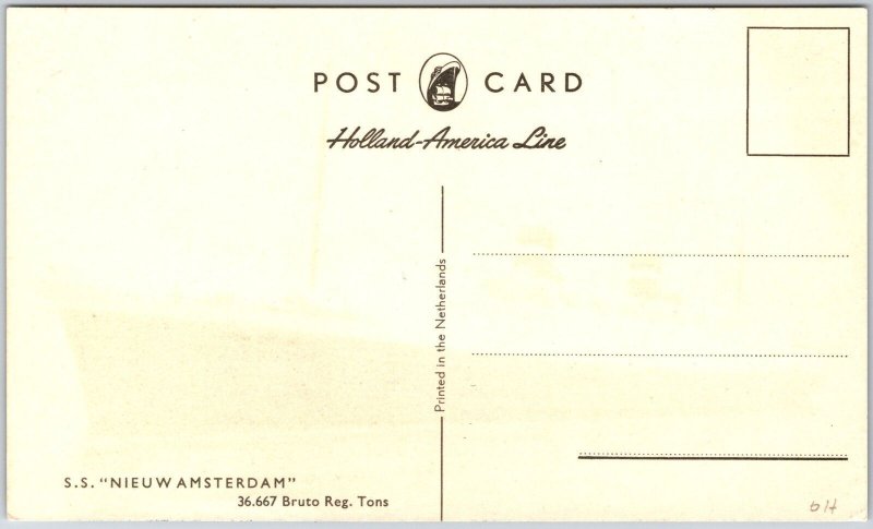 S.S. Nieuw Amsterdam Holland American Line Passenger Ship Postcard