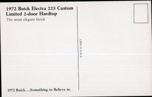 Classic Dealer Car Postcard 1972 BUICK Electra 225 Custom Limited 2-door Hardtop