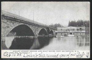 Albany St. Bridge and Boat House, New Brunswick, N.J, 1905 Postcard, Used