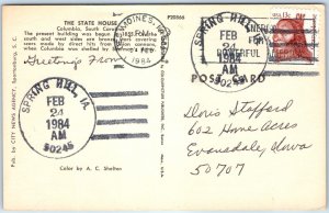 1984 Spring Hill, IA Post Office Cancel Postcard Town USPO Postal History A267