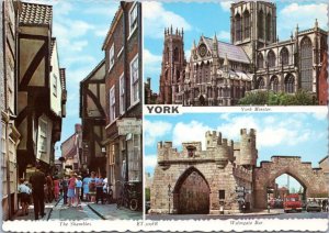 Postcard UK England York - The Shambles, Minster, Walmgate Bar