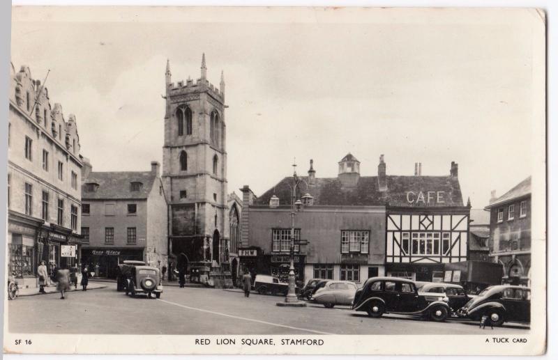 Lincolnshire; Stamford, Red Lion Square RP PPC, 1958 PMK, By Tuck