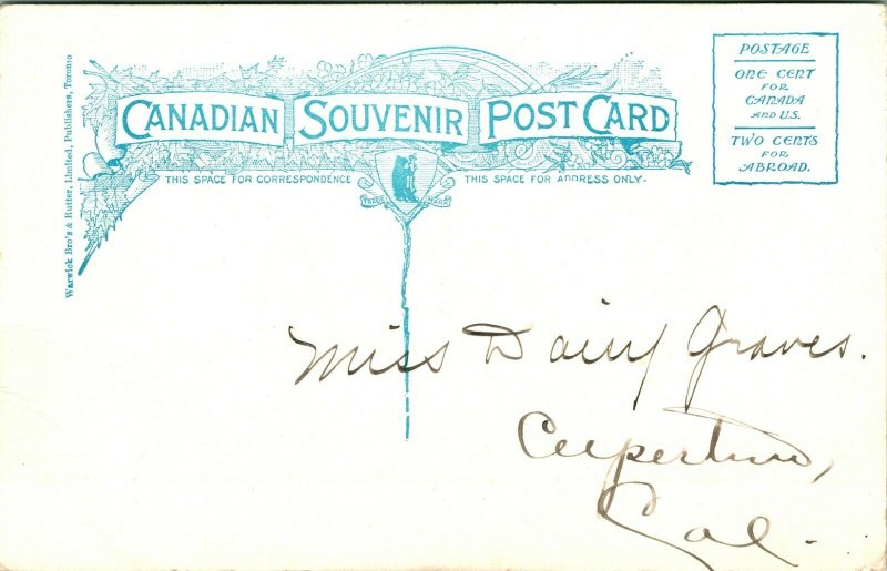 Vtg Tarjeta Postal C 1908 Fredericton Nb Canada Viejo Gobierno Casa Canada