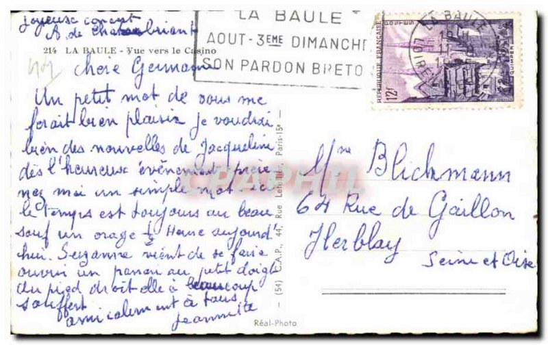 Old Postcard La Baule View to the Casino