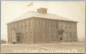 MIFFLINEVILLE PA HIGH SCHOOL ANTIQUE REAL PHOTO POSTCARD RPPC