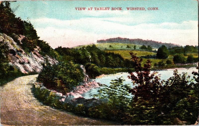 View at Tablet Rock Winsted CT Vintage Postcard R06