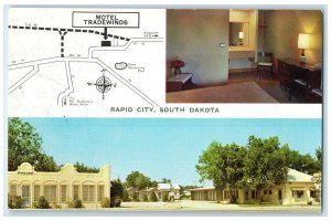 c1960's Tradewinds Motel Rapid City South Dakota SD Dual View Vintage Postcard