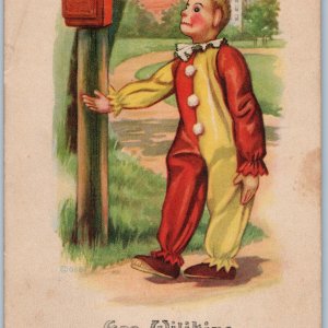 c1910s Clown Joker Art Illustration PC Gee Wilikins Poem Gartner Steampunk A189