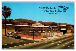 1960 Exterior Roadside View Classic Cars Travelodge Ventura California Postcard