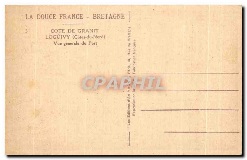 Old Postcard Cote De Granite Loguivy (North Cotes) General view of Port fishe...